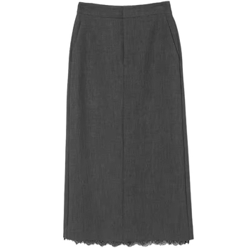 Миди пола с дантелен пачуърк, права кройка, миди дължина, висока еластичност