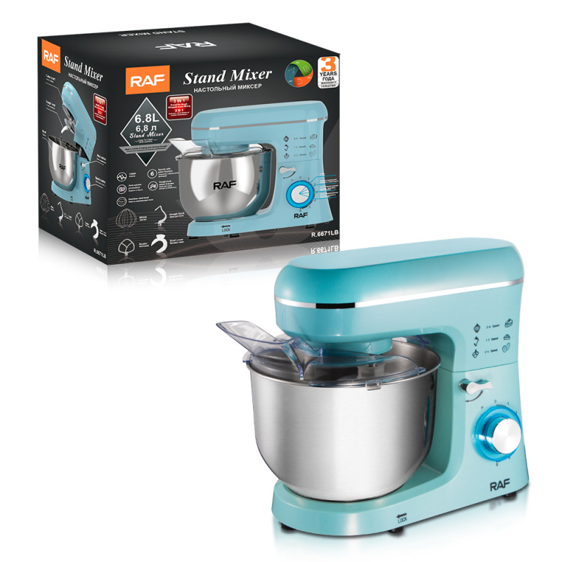 3-in-1 európai szabványú 220V asztali konyhai mixer dagasztáshoz, keveréshez és tojásfelveréshez — asztali készülék 3-fokozatú beállítással, két keverőpengével, teljesen automatikus működés