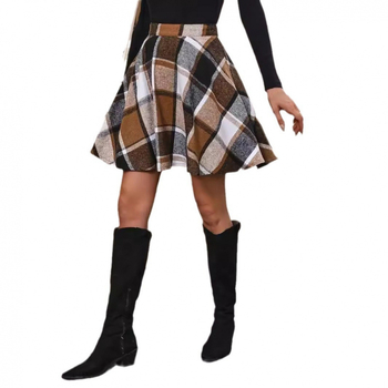 Пола с А-образен силует, каре шарка, полиестерова материя, 95% полиестер, къса дължина