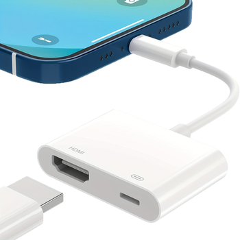 iPhone uz HDMI adapteris ekrāna atspoguļošanai, 1080P audio/video, HDMI interfeiss, 12 cm garums, ar vienu HDMI savienotāju