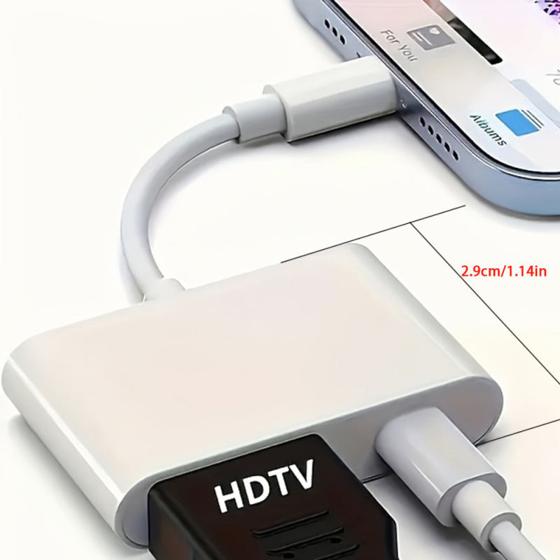 iPhone uz HDMI adapteris ekrāna atspoguļošanai, 1080P audio/video, HDMI interfeiss, 12 cm garums, ar vienu HDMI savienotāju