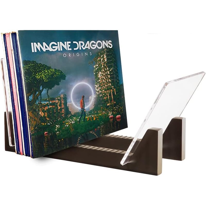 Medinė vinilo plokštelių laikymo lentyna – nešiojama, vieno lygio, svetainei