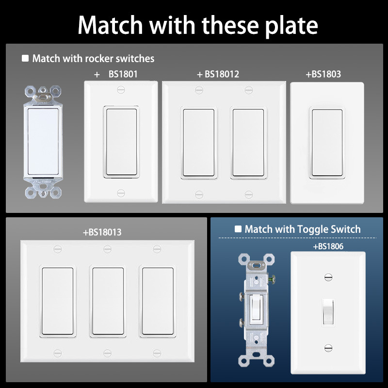 Fahint sienas rocker slēdzis ar UL sertifikātu, vienkanālu un dubultu vadību, modeļi Ds15, Ds15.3 un T15.