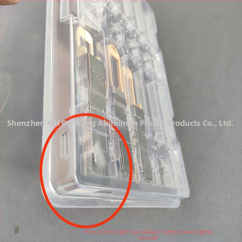 QSFP оптичен модул — блистер кутия за 10 броя (код: Qsfp10; материал: PET; дебелина на стената: 0.7; вътрешен Ø: 19; външен Ø: 128)