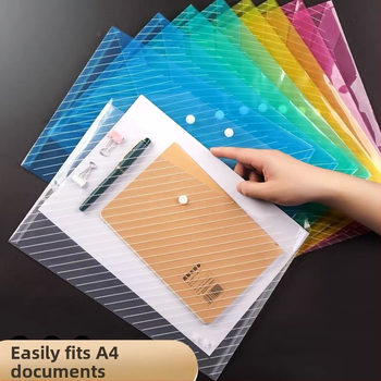 PP failu soma ar snap aizdari, caurspīdīga un ūdensizturīga, slīpā dizains, liela ietilpība dokumentiem