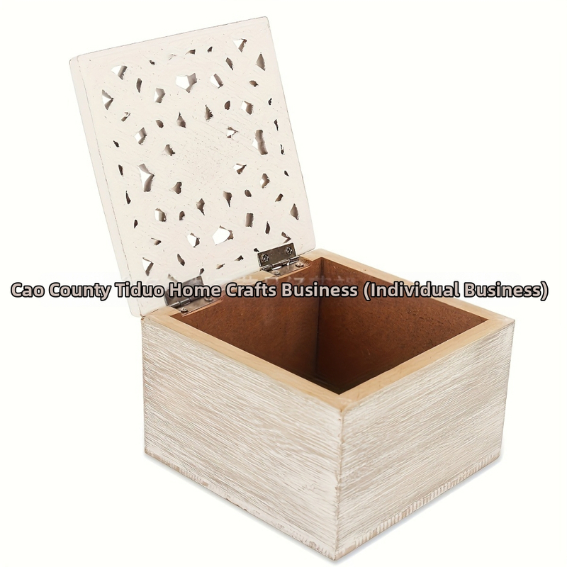 Dekoratívna drevená stolová skrinka na uskladnenie s vyrezávanými ozdobami pre organizáciu na stole