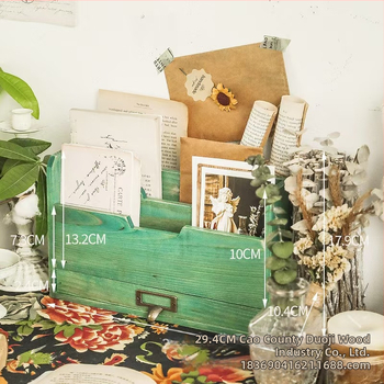 Ξύλινος επιτραπέζιος οργανωτής αποθήκευσης για οικιακή χρήση, πολυεπίπεδος οργανωτής βιβλίων με συρτάρι, Προσαρμόσιμο μοντέλο 56405, Αριθμός προϊόντος 505456, Φυσικό ξύλο, Δυνατότητα εκτύπωσης λογότυπου