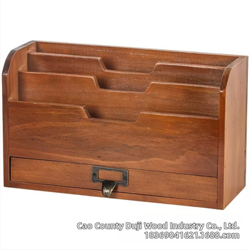 Ξύλινος επιτραπέζιος οργανωτής αποθήκευσης για οικιακή χρήση, πολυεπίπεδος οργανωτής βιβλίων με συρτάρι, Προσαρμόσιμο μοντέλο 56405, Αριθμός προϊόντος 505456, Φυσικό ξύλο, Δυνατότητα εκτύπωσης λογότυπου