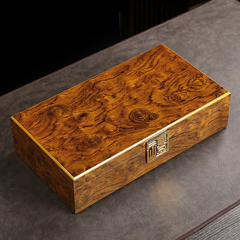 Κουτί για φύλλα τσαγιού από ίνα-μοριοσανίδα, βελούδινη επένδυση, χρυσή/ασημένια σφράγιση, εκτύπωση λογότυπου, συσκευασία 12 τεμαχίων