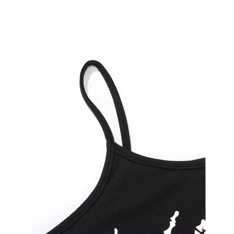 Потник с презрамки, casual стил, Slim версия, принт с букви, памучна материя, за възрастни жени, пролет 2022