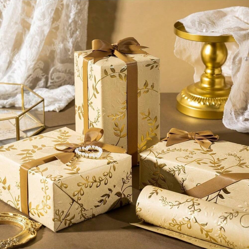 Hârtie de ambalaj pentru cadouri cu folie de aluminiu laminată și strat de cupru (Material: Hârtie acoperită; Cod produs SX-GJ335; Origine: Zhejiang, China; Ambalaj: Ambalaj cadouri)