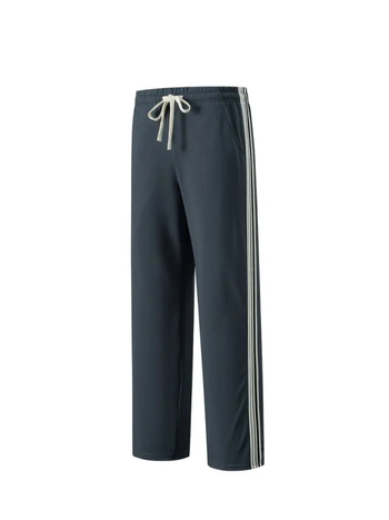 Vyriskos dryžuotos sportinės kelnes, iš medvilnės mišinio audinio, ilgos, vidutinio juosmens, mikroelastinės