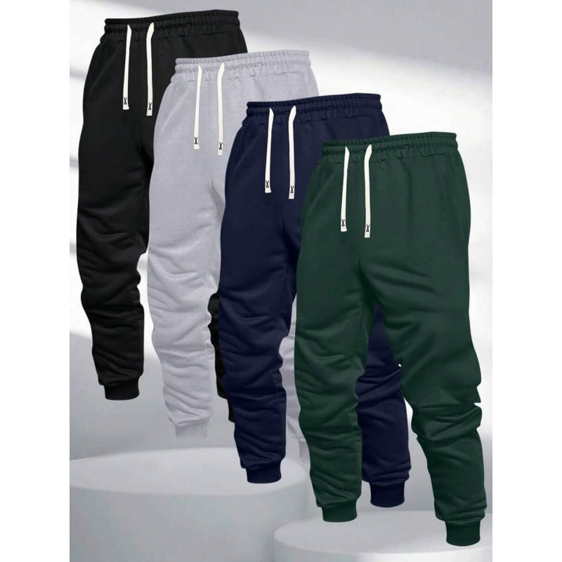 Pantaloni sport casual cu buzunare, croială lejeră, lungime de nouă zecimi, bumbac de culoare naturală, țesătură CVC