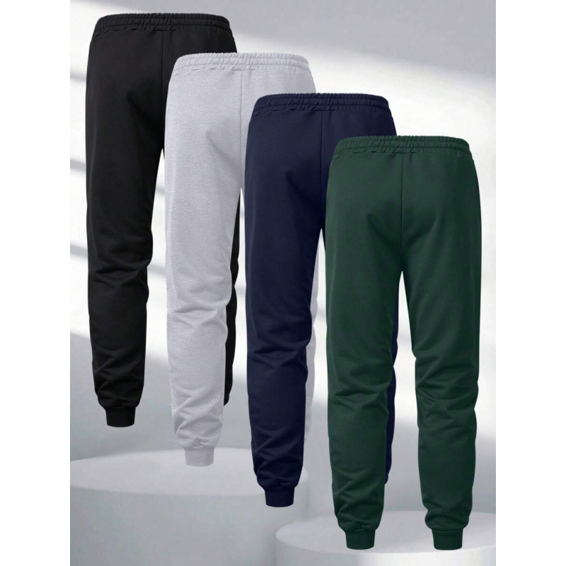 Pantaloni sport casual cu buzunare, croială lejeră, lungime de nouă zecimi, bumbac de culoare naturală, țesătură CVC