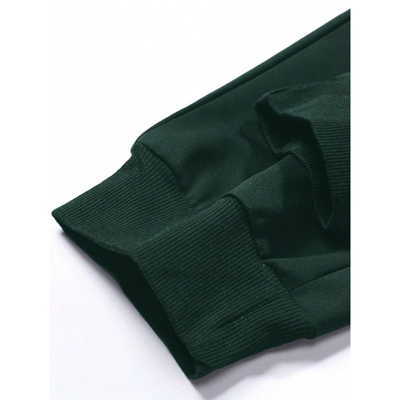 Pantaloni sport casual cu buzunare, croială lejeră, lungime de nouă zecimi, bumbac de culoare naturală, țesătură CVC