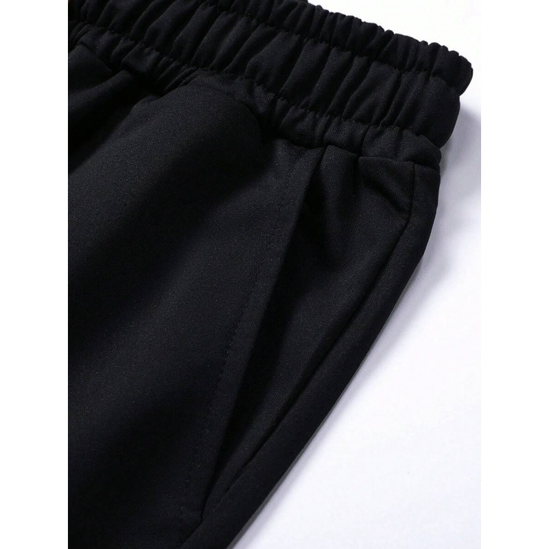 Pantaloni sport casual cu buzunare, croială lejeră, lungime de nouă zecimi, bumbac de culoare naturală, țesătură CVC