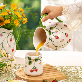 Κεραμική κανάτα κρύου νερού με βάζο λουλουδιών — πολυλειτουργικό δοχείο για γάλα και χυμό, κατάλληλο και για τσάι με λουλούδια και κρύο νερό; υψηλής θερμοκρασίας καύση; εξατομικευμένη επεξεργασία; Premium ποιότητα