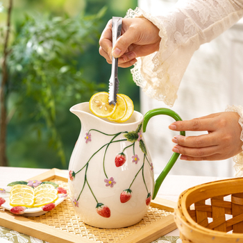 Κεραμική κανάτα κρύου νερού με βάζο λουλουδιών — πολυλειτουργικό δοχείο για γάλα και χυμό, κατάλληλο και για τσάι με λουλούδια και κρύο νερό; υψηλής θερμοκρασίας καύση; εξατομικευμένη επεξεργασία; Premium ποιότητα