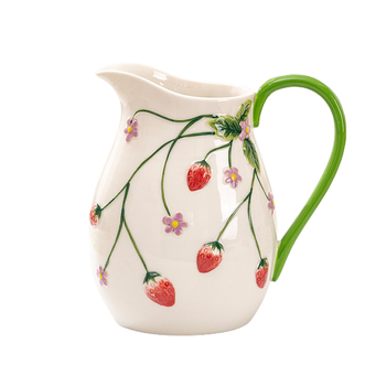 Κεραμική κανάτα κρύου νερού με βάζο λουλουδιών — πολυλειτουργικό δοχείο για γάλα και χυμό, κατάλληλο και για τσάι με λουλούδια και κρύο νερό; υψηλής θερμοκρασίας καύση; εξατομικευμένη επεξεργασία; Premium ποιότητα