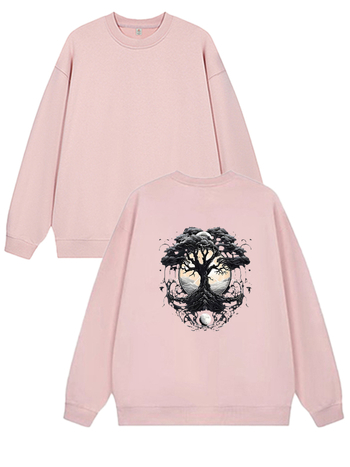 Pulover cu imprimeu, 300 g, guler rotund, mâneci lungi, croială lejeră