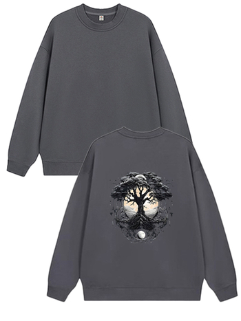 Pulover cu imprimeu, 300 g, guler rotund, mâneci lungi, croială lejeră