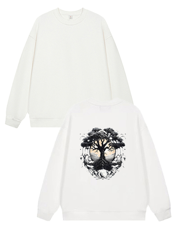 Pulover cu imprimeu, 300 g, guler rotund, mâneci lungi, croială lejeră