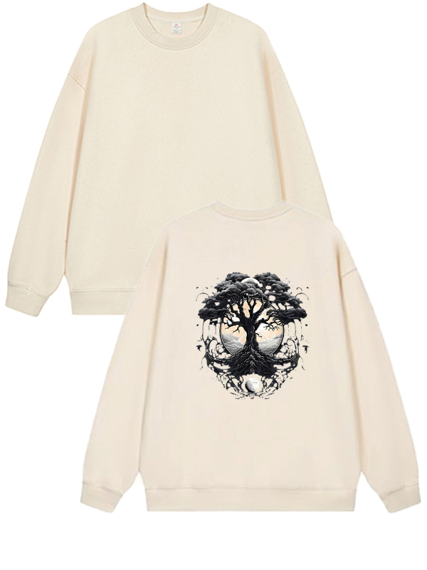 Pulover cu imprimeu, 300 g, guler rotund, mâneci lungi, croială lejeră