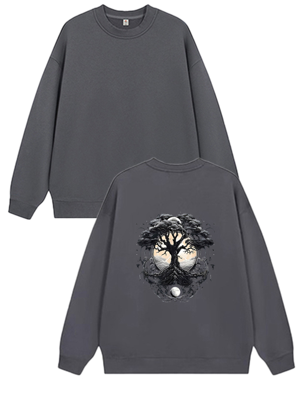 Pulover cu imprimeu, 300 g, guler rotund, mâneci lungi, croială lejeră