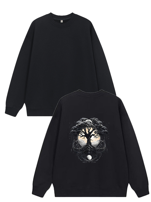 Pulover cu imprimeu, 300 g, guler rotund, mâneci lungi, croială lejeră