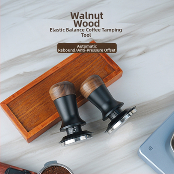 Σετ πρέσας σκόνης από καρυδιά και ανοξείδωτο ατσάλι για ιταλικό εσπρέσο, λέιζερ χαραγμένο λογότυπο, 300 g, συσκευασία από χαρτόνι