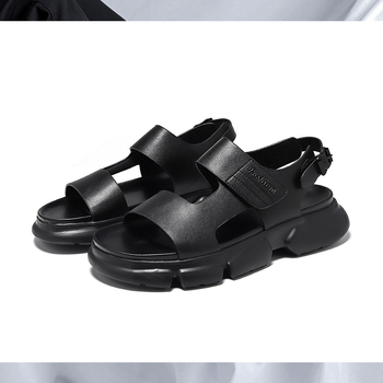 Muški sandali - Velcro zatvaranje, gornji dio od dvostruko slojevite goveđe kože, ležerni stil, protuklizna potplat