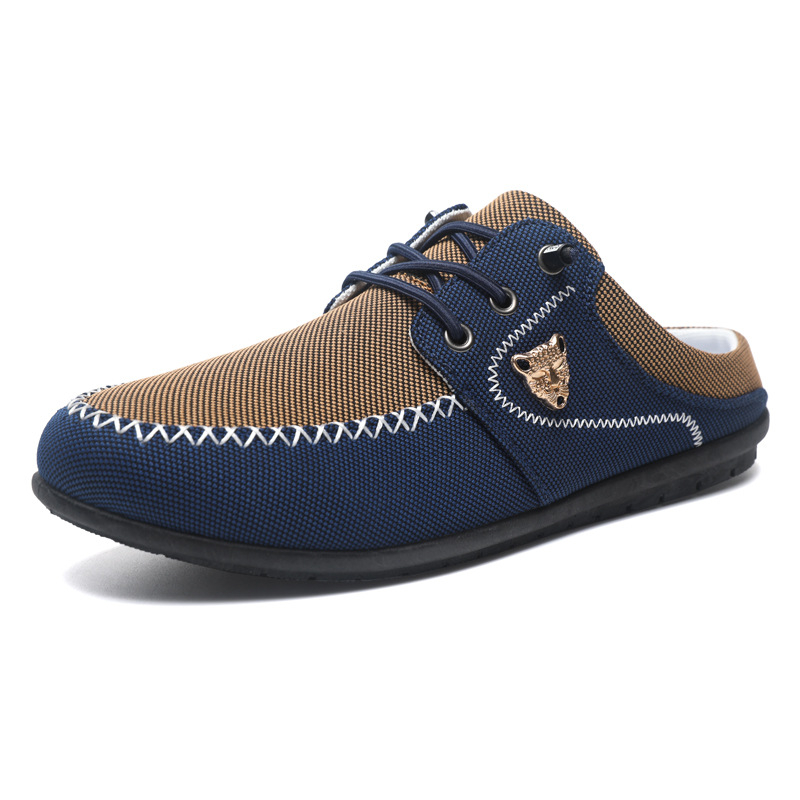 Férfiaknak készült környezetbarát anyagból készült kényelmes sportos szandálok, textil felsőrész, PVC talp, injekciós öntésű talp, felhúzható kivitel, tavasz 2025 kiadás