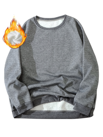 Ανδρικό φούτερ με στρογγυλό λαιμό - μακριά μανίκια, κανονική εφαρμογή, 100% πολυεστέρας, ριβέ τελείωμα, χειμώνας