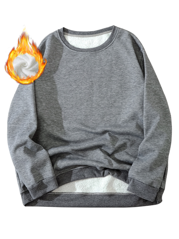 Férfi kerek nyakú pulóver - hosszú ujjú, szabályos szabás, 100% poliészter, bordázott alsó szegély, téli