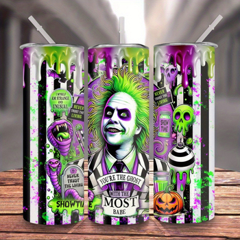 20oz ποτήρι από ανοξείδωτο ατσάλι με καλαμάκι - ζωντανός σχεδιασμός ταινίας τρόμου