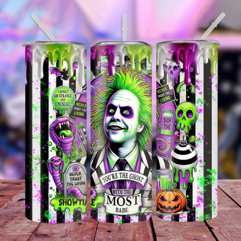 20oz ποτήρι από ανοξείδωτο ατσάλι με καλαμάκι - ζωντανός σχεδιασμός ταινίας τρόμου