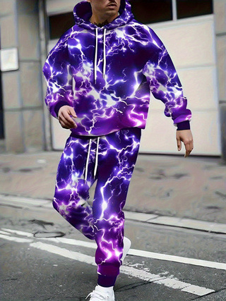 Vīriešu kapucēta džemperis ar digitālo apdruku, brīvs piegriezums, puloveris, poliesters 96%+