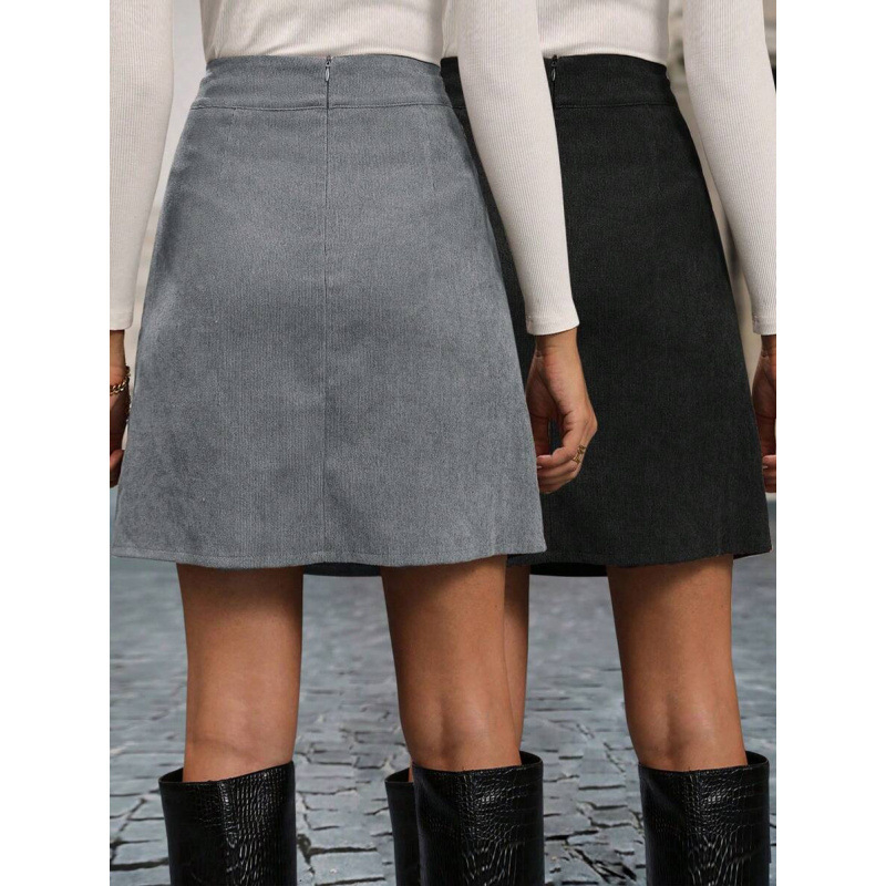 Fustă cu slit, croi lejer, stil retro, elasticitate ușoară, material CVC