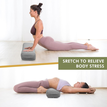 Προσαρμοσμένη ορθογώνια στρώση γιόγκα με χειρολαβή και μαξιλάρι διαλογισμού, βαμβάκι και λινό, 400, 13 εκ πάχος, μονόχρωμη