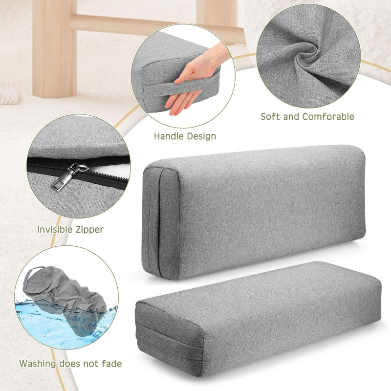 Pielāgota taisnstūrveida jogas paklāji ar rokturi un meditācijas spilvenu, kokvilna un lina, 400, 13 cm biezums, vienkrāsains