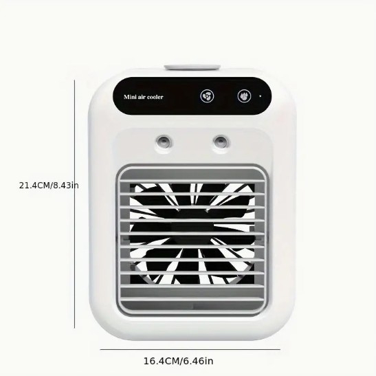 Mini stalinis ventiliatorius su brushless motoru, įmontuota 300–500 mAh baterija, belaidis įkrovimas, triukšmas <36 dB, 2 greičiai