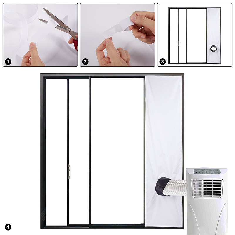 Mobilā gaisa kondicionētāja aizsargaudums – viencaurulē vai divcaurulē versija, regulējams aukls, ūdensnecaurlaidīgs, vēja aizsardzība, mīksts audums gaisa izvadam