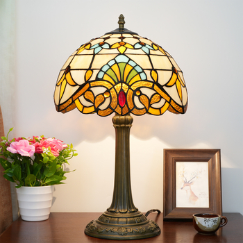 Tiffany vitražna stolna lampa, metalni držač, 220V, 3C certifikat: 2020181001018976