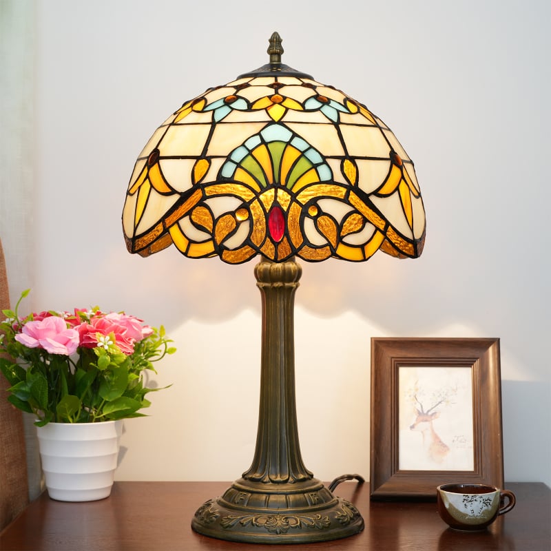 Tiffany vitražna stolna lampa, metalni držač, 220V, 3C certifikat: 2020181001018976