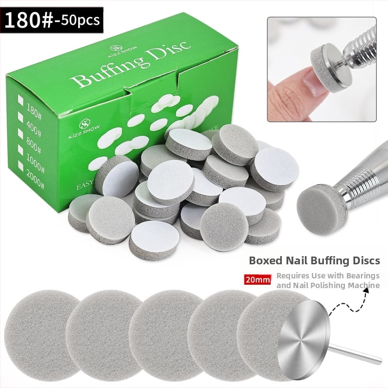 Spužvice za poliranje noktiju – visokoelastična spužva, mini stil, 50 komada, s brusnim štapićem