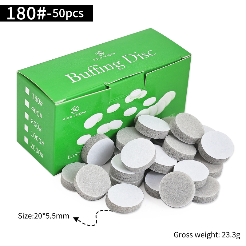 Spužvice za poliranje noktiju – visokoelastična spužva, mini stil, 50 komada, s brusnim štapićem