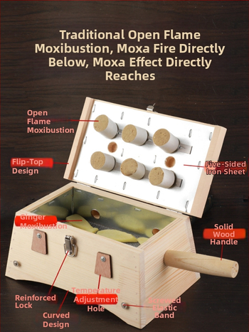 Дървена моксибуционна кутия с шест дупки, преносима за цялото тяло