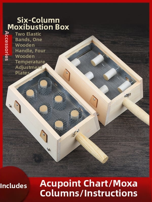 Дървена моксибуционна кутия с шест дупки, преносима за цялото тяло