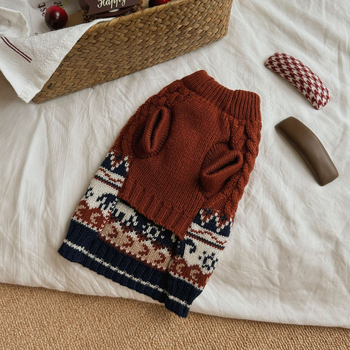 Πουλόβερ για κατοικίδια, σκανδιναβικό στυλ με μοτίβο στριφτωμένων λουλουδιών (Υλικό: Πολυεστέρας; Κατηγορία προϊόντος: Πουλόβερ; Στυλ: Casual; Φύλο: Οικουμενικό; Κατηγορία: Ρούχα για κατοικίδια)