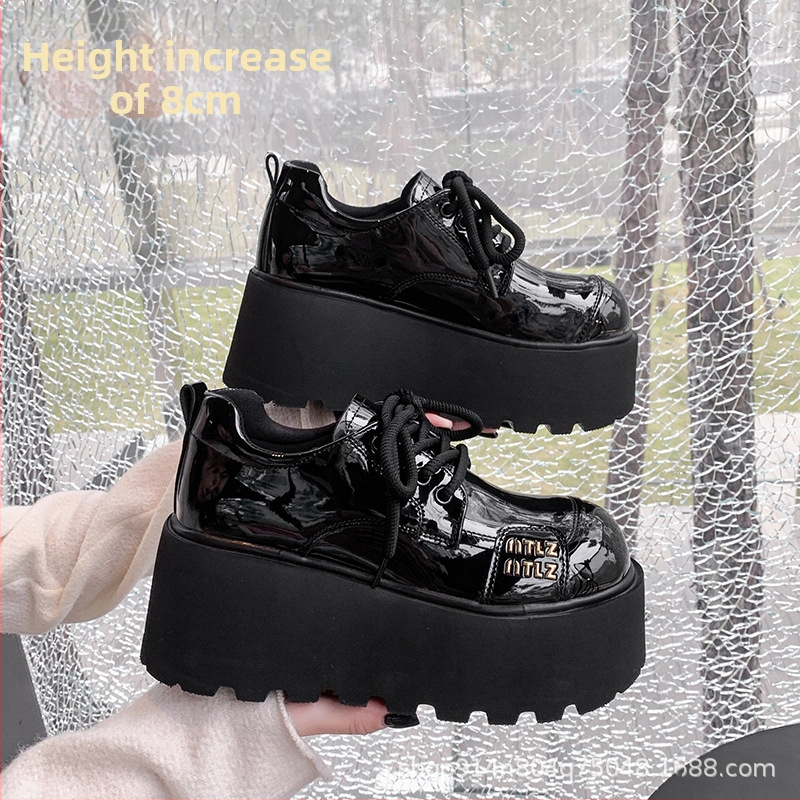 Ženské Mary Jane s platformou, PU vrchná časť, kruhová špička, platforma 6–8 cm, gumová podrážka